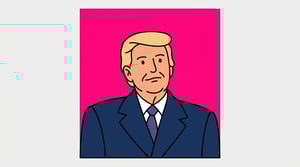 Custom cm doodle vector style portrait of a man in a suit against a bright pink background.