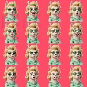 Custom cm llama character portraits showcasing various expressive emotions and hairstyles on a pink background.