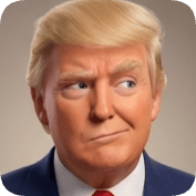 Pixar style ai avatar generator creates a realistic digital portrait of Donald Trump in a suit.