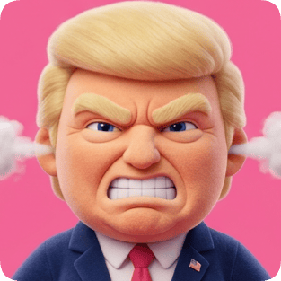 Custom cm plush 3d toy of an angry Donald Trump with steam coming from his ears.