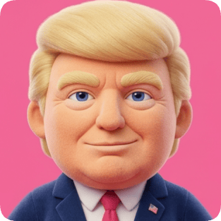 Custom cm plush 3d toy featuring a cartoon caricature of Donald Trump with blonde hair and a blue suit.