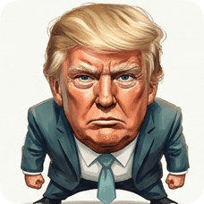 Custom CM KR GER caricature of Donald Trump with an angry expression and signature blonde hair. cm kr ger caricature einstein