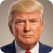Pixar style ai avatar generator creates a realistic digital portrait of Donald Trump with blonde hair and a suit.
