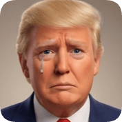 Pixar style AI avatar generator creates a realistic, sad Donald Trump with a tear on his cheek.