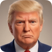 Pixar style ai avatar generator creates a realistic portrait of Donald Trump in a suit and tie.