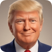 Pixar style ai avatar generator creates a realistic portrait of Donald Trump with a slight smile.