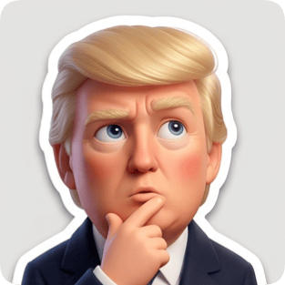 Emoji 3d single sticker of Donald Trump thinking, generated for a sticker pack. sticker pack generator