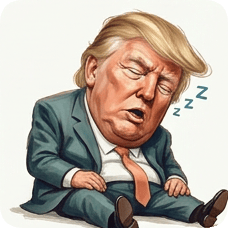 Custom CM KR GER caricature of Donald Trump sleeping, with Zzz's floating above him. cm kr ger caricature einstein