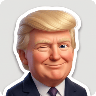 Emoji 3D single sticker of Donald Trump winking, perfect for a sticker pack generator.