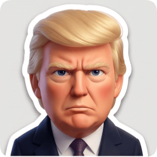 Emoji 3d single sticker of Donald Trump's face, perfect for a sticker pack generator.
