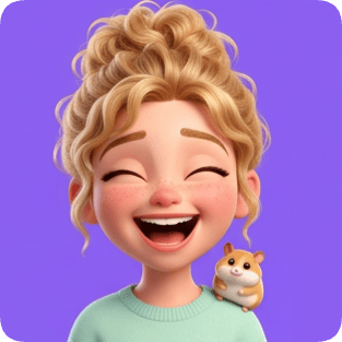 Custom CM Pixar girl sticker sheet featuring a happy blonde girl with freckles and a cute hamster friend.