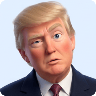Pixar expression single sticker pack generator featuring Donald Trump with a confused expression and blue eyes.