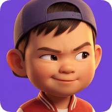 Pixar 3D cartoon boy, an American all-star boy with a mischievous grin, wears a baseball cap and jacket. american all star boy