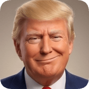 Pixar style ai avatar generator creates a realistic digital portrait of Donald Trump with a slight smile.
