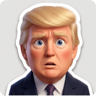 3D emoji single sticker of Donald Trump with a shocked expression, perfect for a sticker pack generator. emoji 3d single sticker