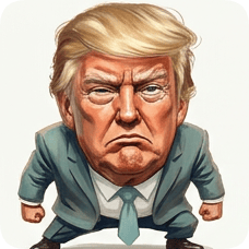 Custom CM KR GER caricature of Donald Trump with an angry expression and exaggerated features. cm kr ger caricature einstein