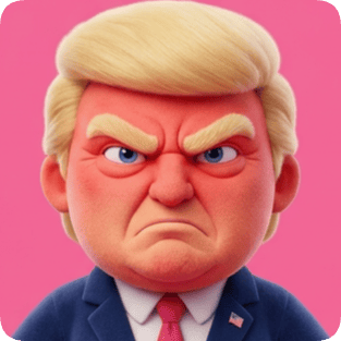 Custom cm plush 3d toy featuring an angry cartoon Donald Trump with blonde hair and a blue suit.