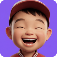 Pixar 3D cartoon boy, an American all-star boy, laughs joyfully with eyes closed and mouth wide open. american all star boy