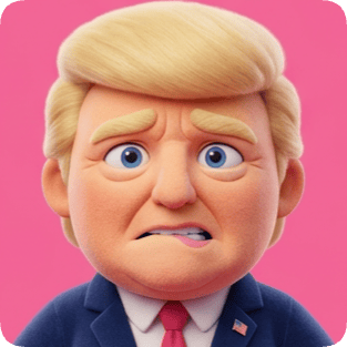 Custom cm plush 3d toy featuring a cartoonish Donald Trump with a worried expression and biting his lip.