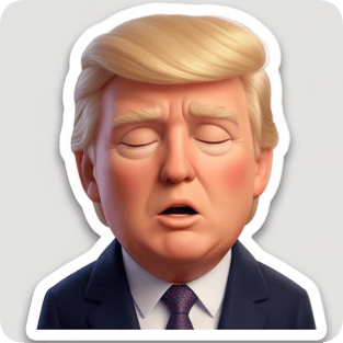 3D emoji sticker pack generator featuring a single sticker of Donald Trump with eyes closed and mouth open. emoji 3d single sticker