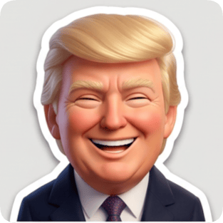 Emoji 3D single sticker of Donald Trump laughing, generated as part of a sticker pack. sticker pack generator