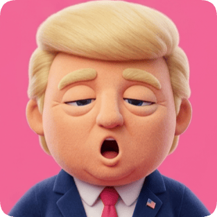 Custom cm plush 3d toy featuring a cartoon caricature of Donald Trump with a pink background.